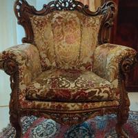 Poltrona Barocco Veneziano con tessuto Damascato