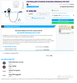 EASY WALL BOX STAZIONE DI RICARICA ORIGINALE FIAT