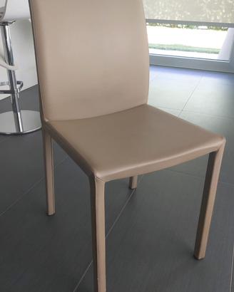 Set 4 Sedie pelle Bonaldo colore tortora