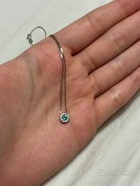 collana oro bianco diamanti e smeraldo