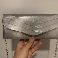 Pochette rigida argentata da cerimonia