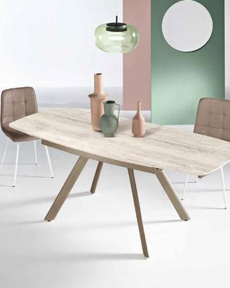 TAVOLO IKONE TERENCE TRAVERTINO 90X140 ALL. 210