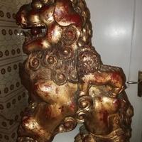 antica gigante scultura in legno Cina da museo