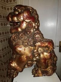 antica gigante scultura in legno Cina da museo