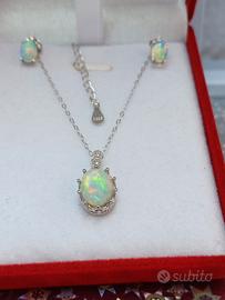 orecchini e collana opale australiano argento925 