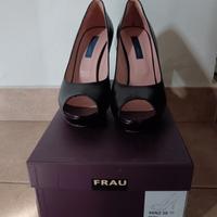 Scarpe décolleté spuntate con zeppa, tacco 10