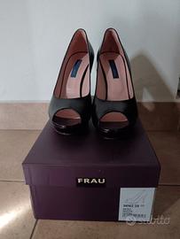 Scarpe décolleté spuntate con zeppa, tacco 10