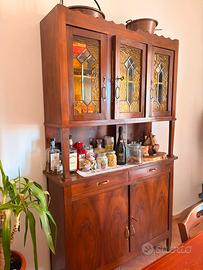 credenza/dispensa a doppio corpo in legno massello