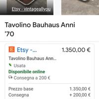 Tavolino modernariato Bauhaus anni '70