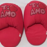 Ciabattone peluche AMORE brillantini san valentino