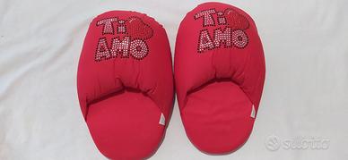 Ciabattone peluche AMORE brillantini san valentino