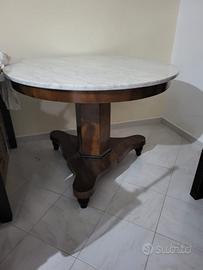 tavolo stile Impero con marmo di Carrara 