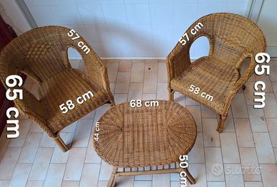 Salotto Mandolino vintage in midollino naturale