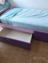 Letto singolo con cassetti