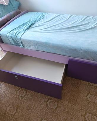 Letto singolo con cassetti