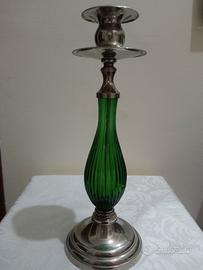 porta candela di Silver Plated anticato con crista