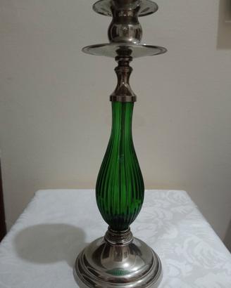 porta candela di Silver Plated anticato con crista