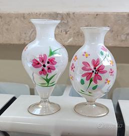 Coppia Mini Vasi floreali in vetro di Murano
