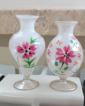 Coppia Mini Vasi floreali in vetro di Murano