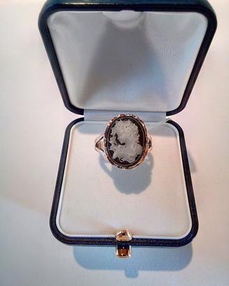 Anello ak345 in Argento 25 rodiato, Cammeo