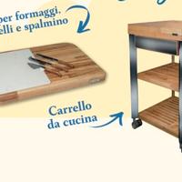 CARRELLO DA CUCINA CON TAGLIERE E SET DI COLTELLI