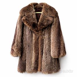 Pelliccia vera vintage marrone elegante – cappotto
