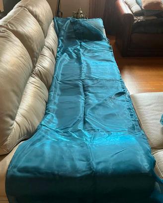 Coppia di tende in tessuto voile azzuurro