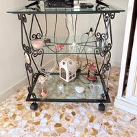 Tavolino in vetro e ferro battuto