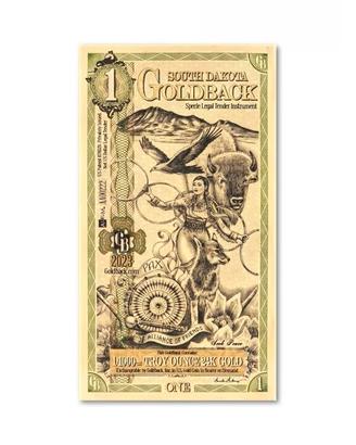 1 South Dakota Goldback Banconota Oro, 1/1000 oz