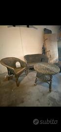 Set Salottino in Vimini Vintage