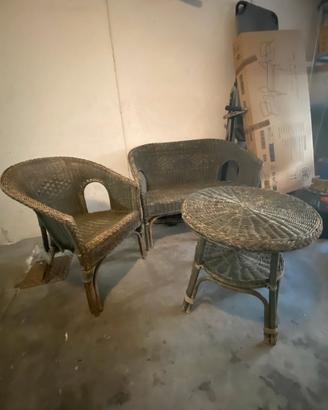 Set Salottino in Vimini Vintage