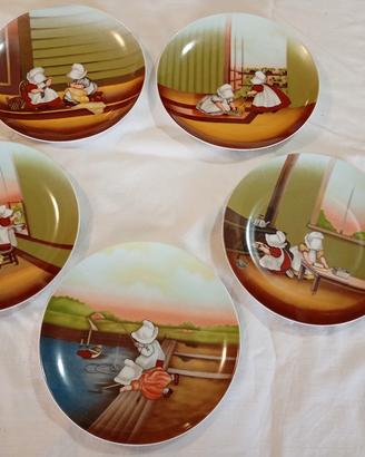 Set 5 Piatti da Collezione "The Sunbonnet Babies" 