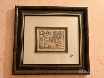 Quadro in radica con cornice argento