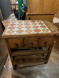 BANCONE/CARRELLO DA CUCINA IN LEGNO