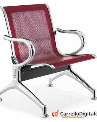 Panca per sala attesa 1 posto in acciaio Rosso