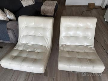 Poltrone girevoli in vera pelle con base cromata