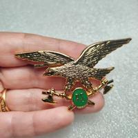 Spilla/Fregio/Aquila Dorata con Asce e Sigla "RS"
