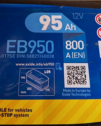 batteria auto Exide EB950 95A