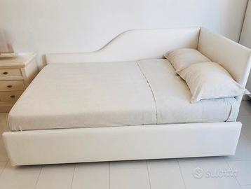 Letto twils “Onda” in pelle bianca trasformabile