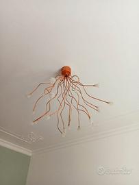 Lampadario artistico in rame con terminali