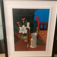 Quadro natura morte con cornice nera
