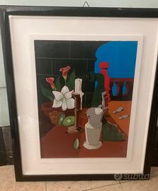 Quadro natura morte con cornice nera