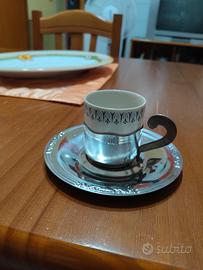 set tazzine con piattino in acciaio inox 