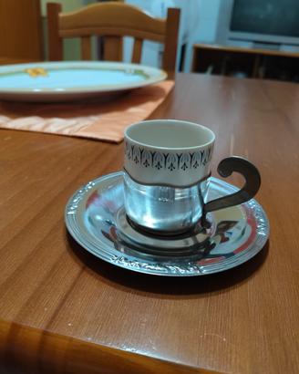 set tazzine con piattino in acciaio inox 