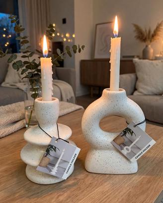 Coppia portacandele  ceramica bianca Nuove