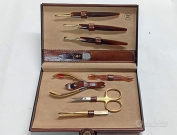 Set manicure pedicure vintage Custodia 8 pezzi