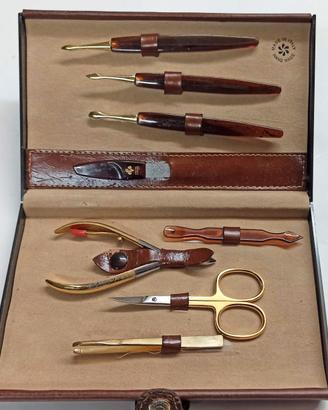 Set manicure pedicure vintage Custodia 8 pezzi