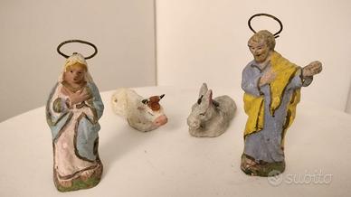 Sacra Famiglia in terracotta + bue e asinello