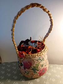 Borsa paglia decorata