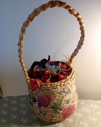Borsa paglia decorata